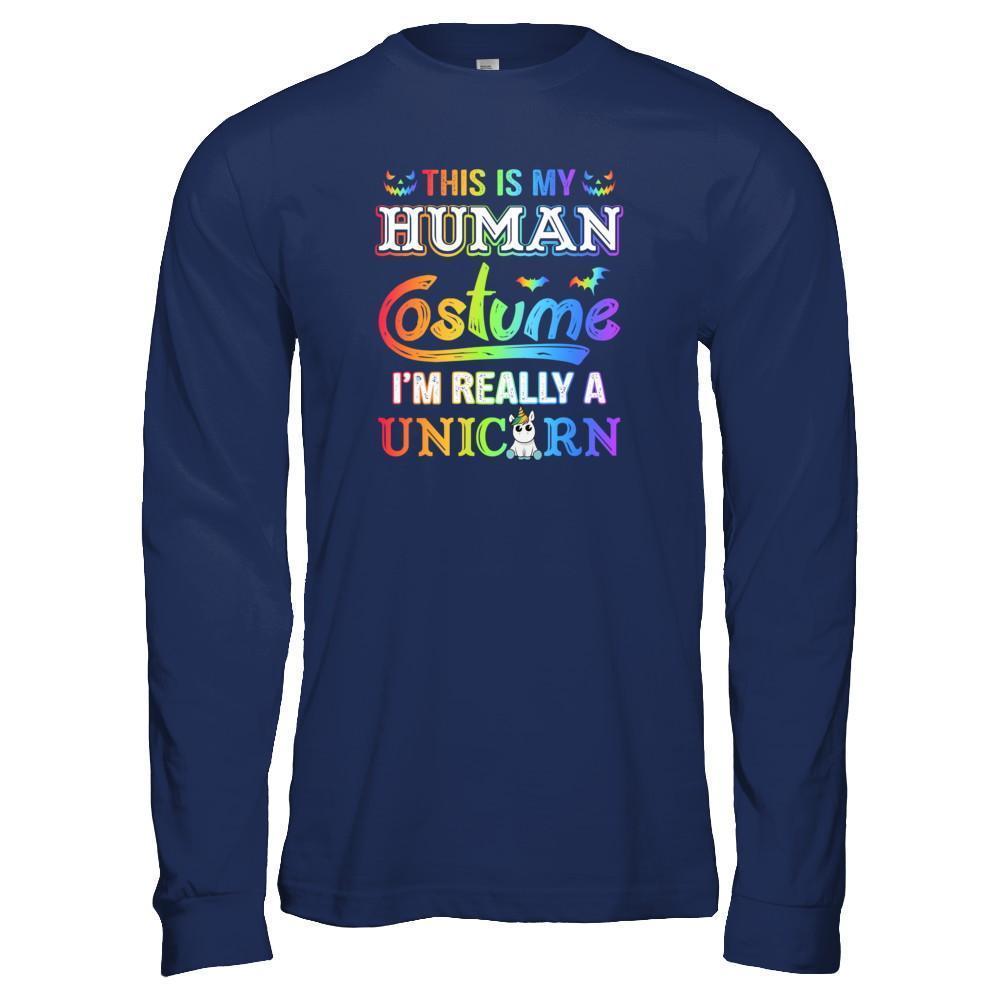 Halloween This Is My Human Costume I'm Really A Unicorn T-Shirt & Tank Top | Teecentury.com