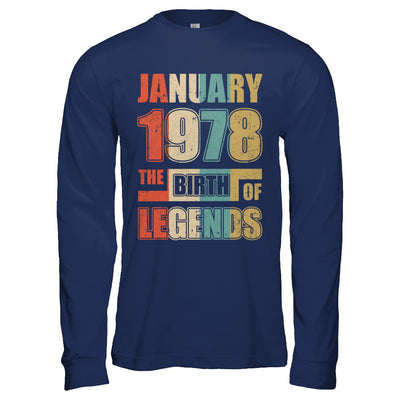 Vintage Retro January 1978 Birth Of Legends 44th Birthday T-Shirt & Hoodie | Teecentury.com