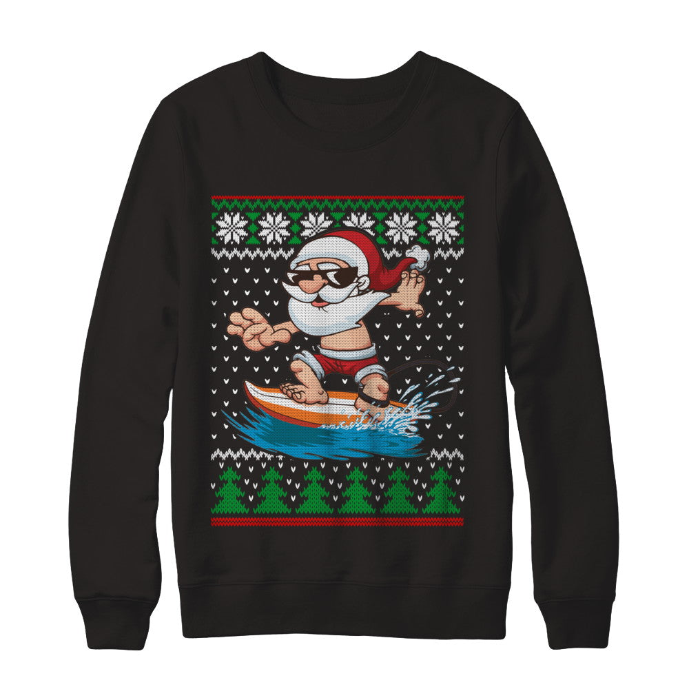 Santa Surfing Hawaiian Summer Christmas Ugly Sweater T-Shirt & Sweatshirt | Teecentury.com