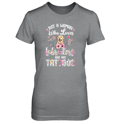 Just A Woman Who Loves Labradors And Has Tattoos T-Shirt & Tank Top | Teecentury.com