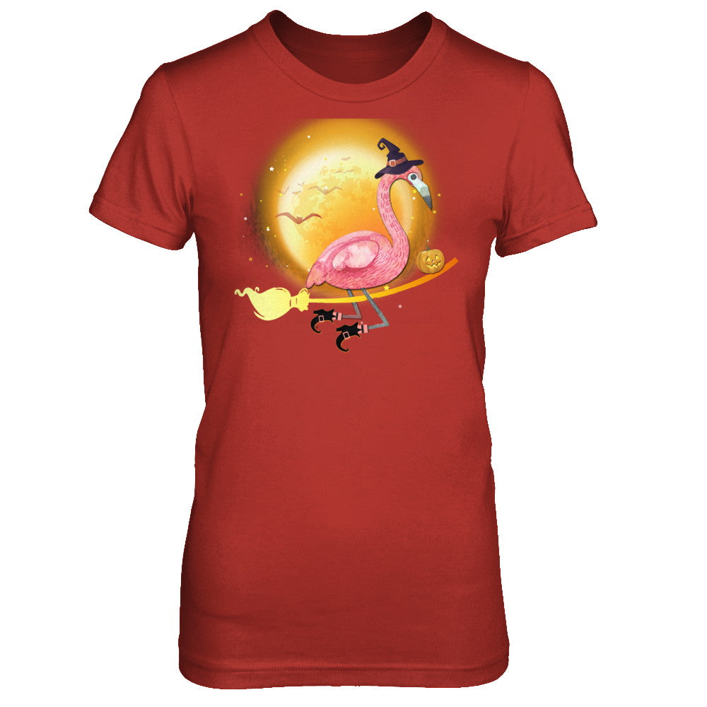 Funny Halloween Flamingo Witch Broom Scary T-Shirt & Hoodie | Teecentury.com