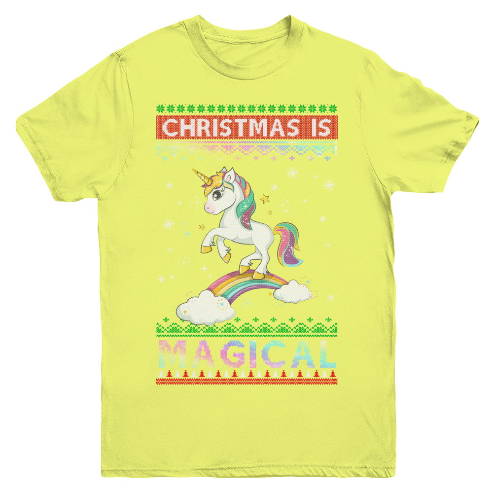 Christmas Is Magical Unicorn Ugly Christmas Sweater Youth Youth Shirt | Teecentury.com