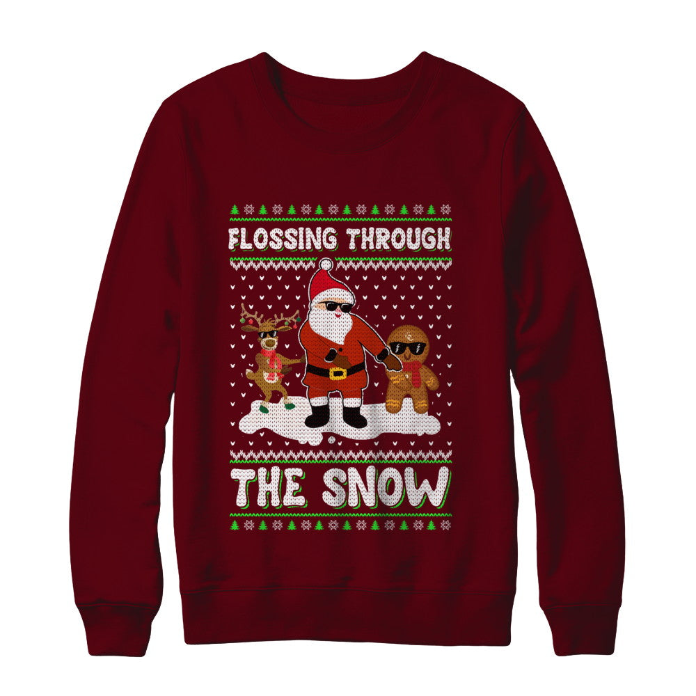 Flossing Through The Snow Santa Ugly Christmas Sweater T-Shirt & Sweatshirt | Teecentury.com