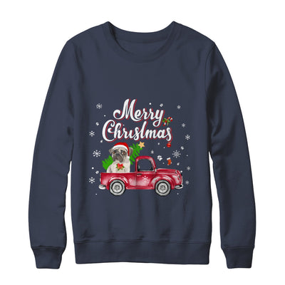 Pug Rides Red Truck Christmas Pajama T-Shirt & Sweatshirt | Teecentury.com