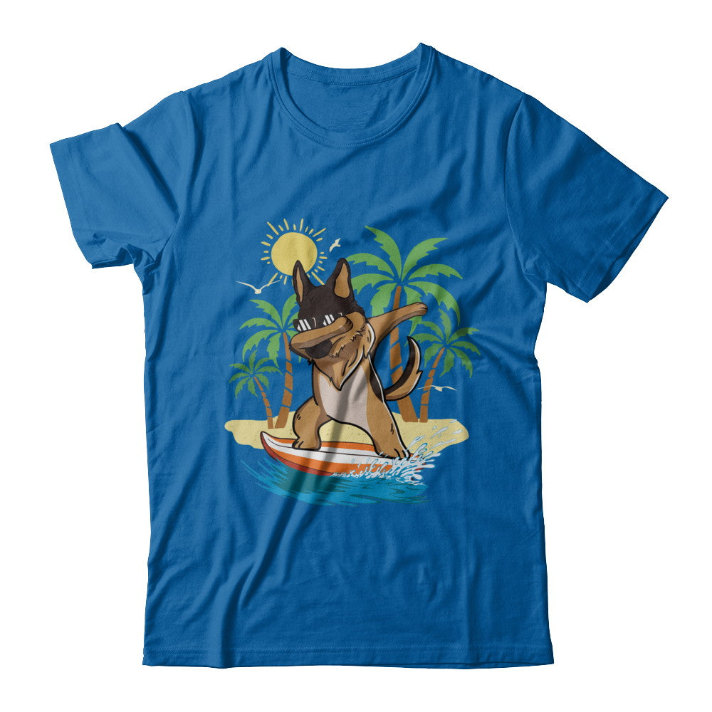 Summer Vacation Dabbing German Shepherd Surfing Surfboard Gift T-Shirt & Hoodie | Teecentury.com