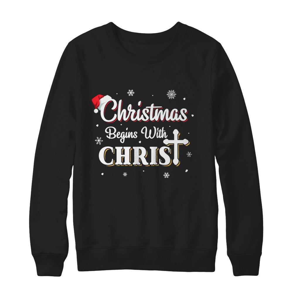 Christmas Begins With Christ Merry Christmas Christian T-Shirt & Sweatshirt | Teecentury.com