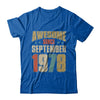 Vintage Retro Awesome Since September 1978 44th Birthday T-Shirt & Hoodie | Teecentury.com