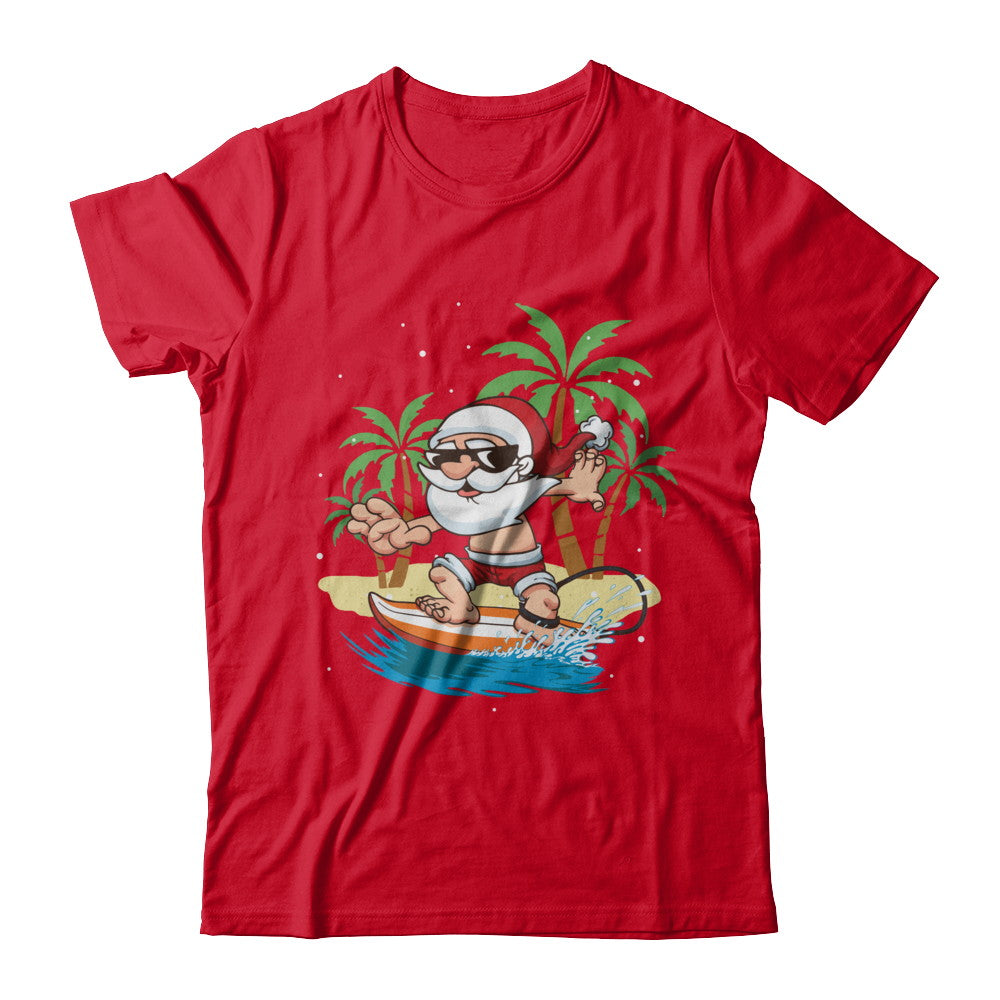 Funny Santa Surfing Hawaiian Summer Christmas T-Shirt & Sweatshirt | Teecentury.com