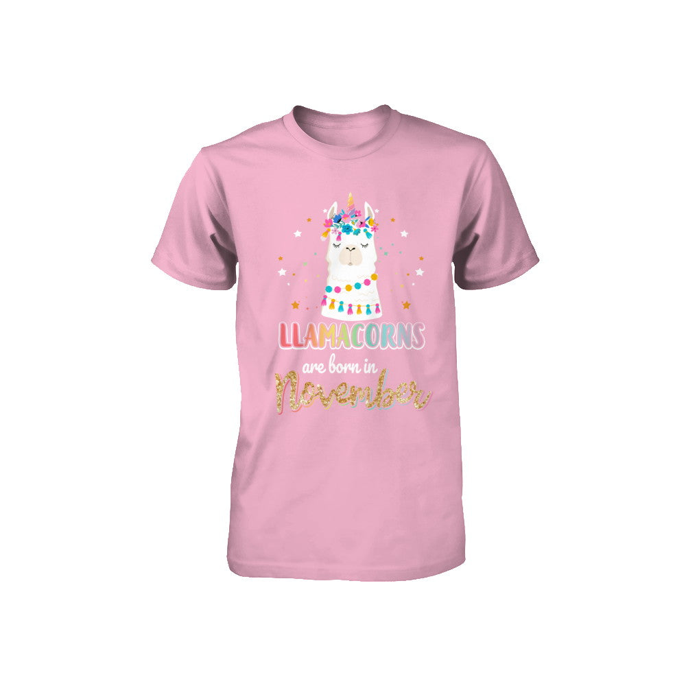 Llama Unicorn Llamacorns Born In November Birthday Gift Youth Youth Shirt | Teecentury.com