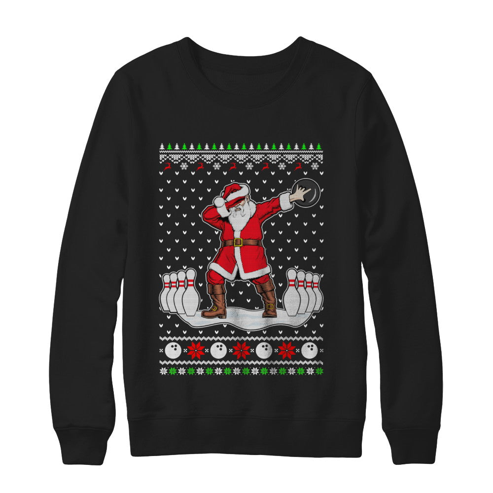 Dabbing Santa Claus Bowling Ugly Christmas Sweater T-Shirt & Sweatshirt | Teecentury.com