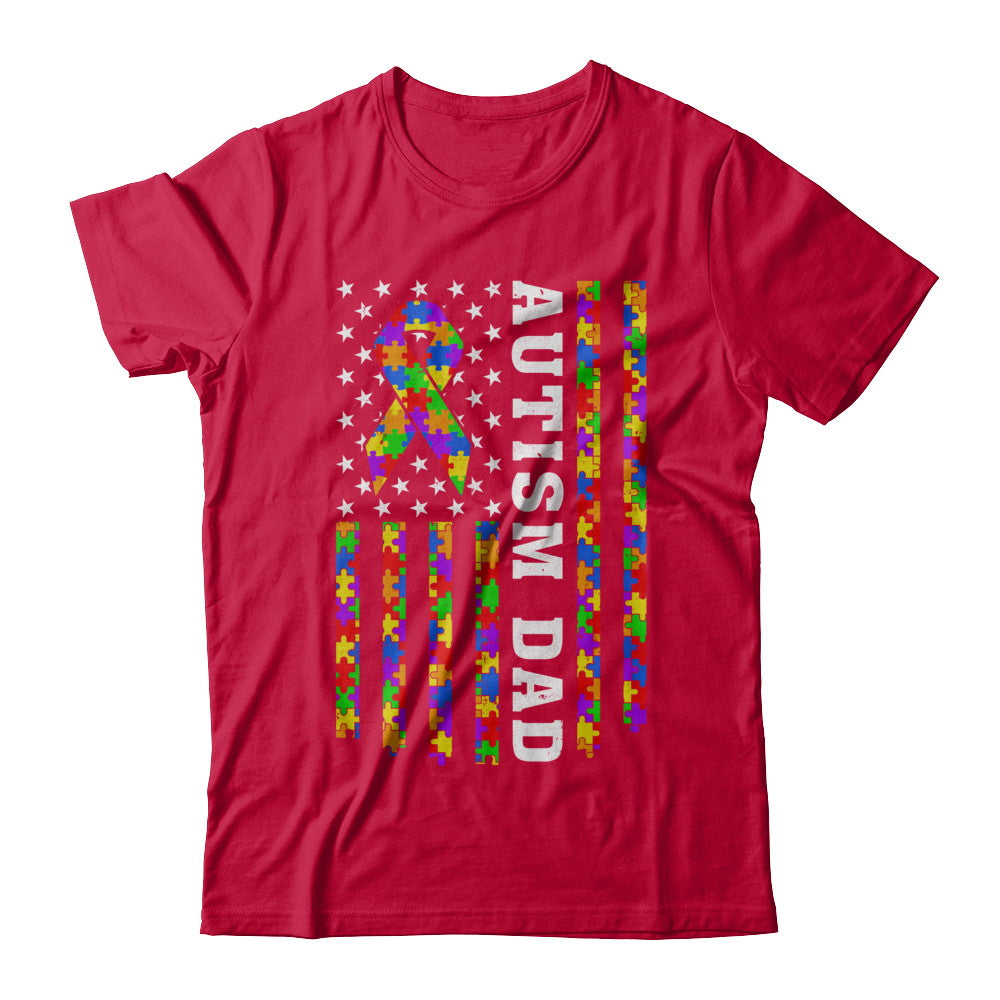 Proud Autism Dad Daddy Autistic Us Flag Fathers Day T-Shirt & Hoodie | Teecentury.com