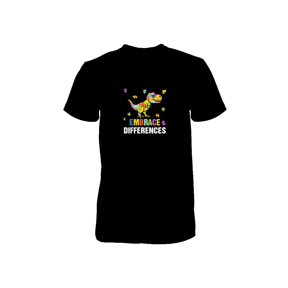 Autism Awareness Puzzle Piece Dinosaur Embrace Differences Youth Youth Shirt | Teecentury.com