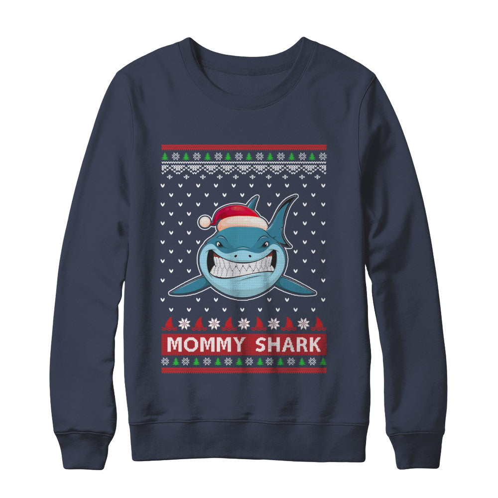 Santa Hat Mommy Shark Ugly Christmas Sweater T-Shirt & Sweatshirt | Teecentury.com