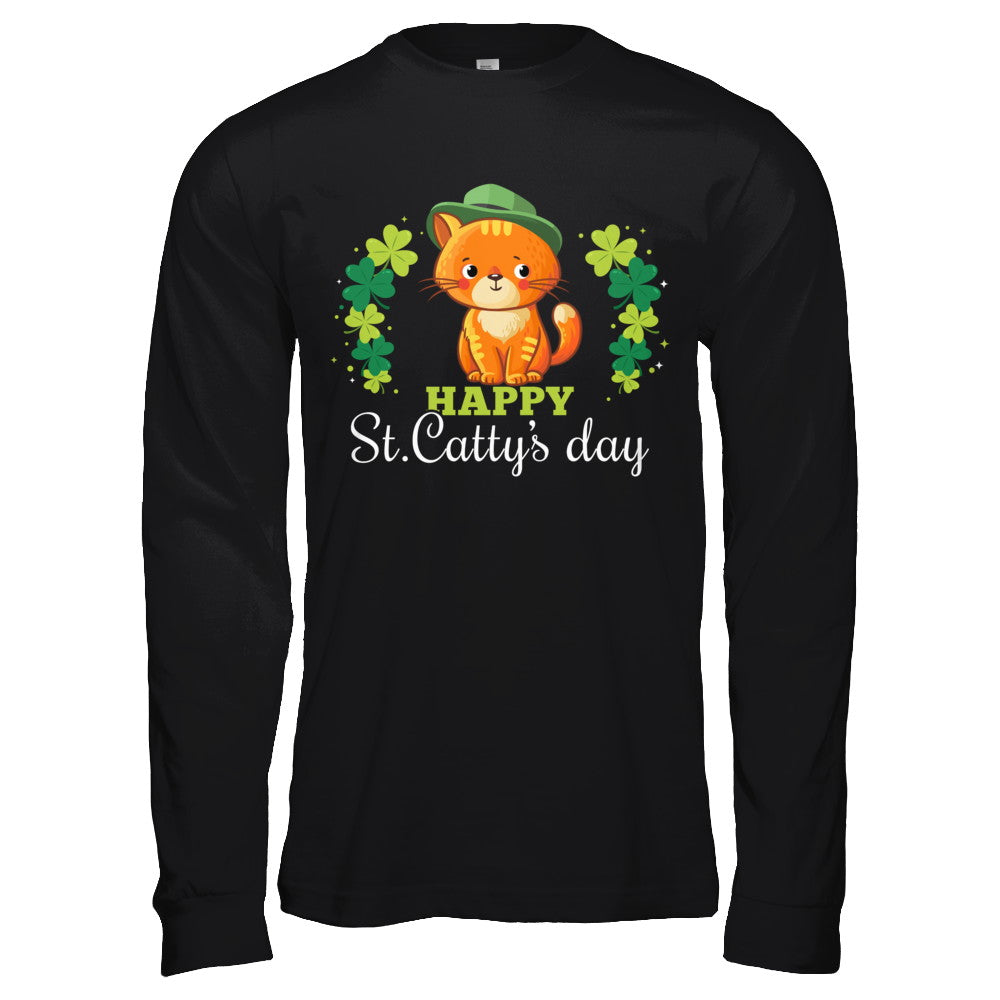 Happy St Catty's St. Patrick's Day Lucky Cat Gift T-Shirt & Hoodie | Teecentury.com
