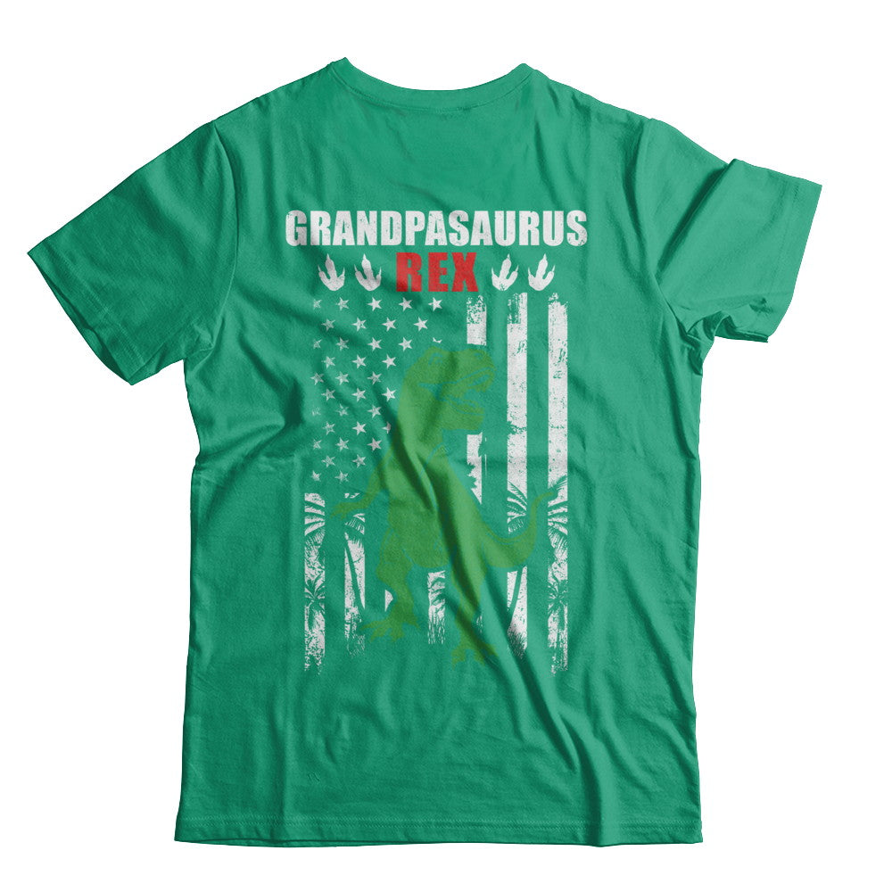 GranpaSaurus Grandpa Dinosaur Rex American Flag Fathers Day T-Shirt & Hoodie | Teecentury.com