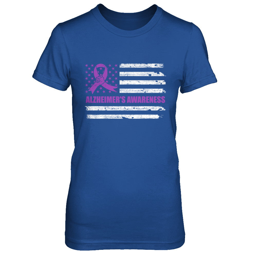 Purple Ribbon Alzheimer's Awareness US Flag T-Shirt & Hoodie | Teecentury.com
