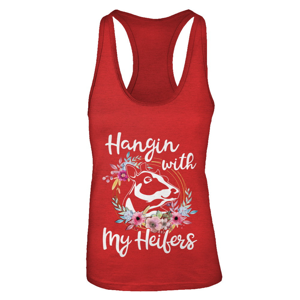 Hanging With My Heifers Flower Funny Cow Farmer T-Shirt & Tank Top | Teecentury.com