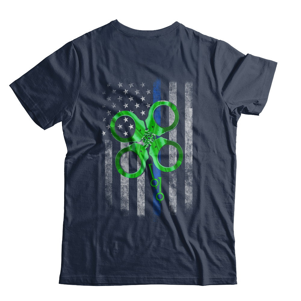 Thin Blue Line Happy St Patrick's Day Clover Police T-Shirt & Hoodie | Teecentury.com