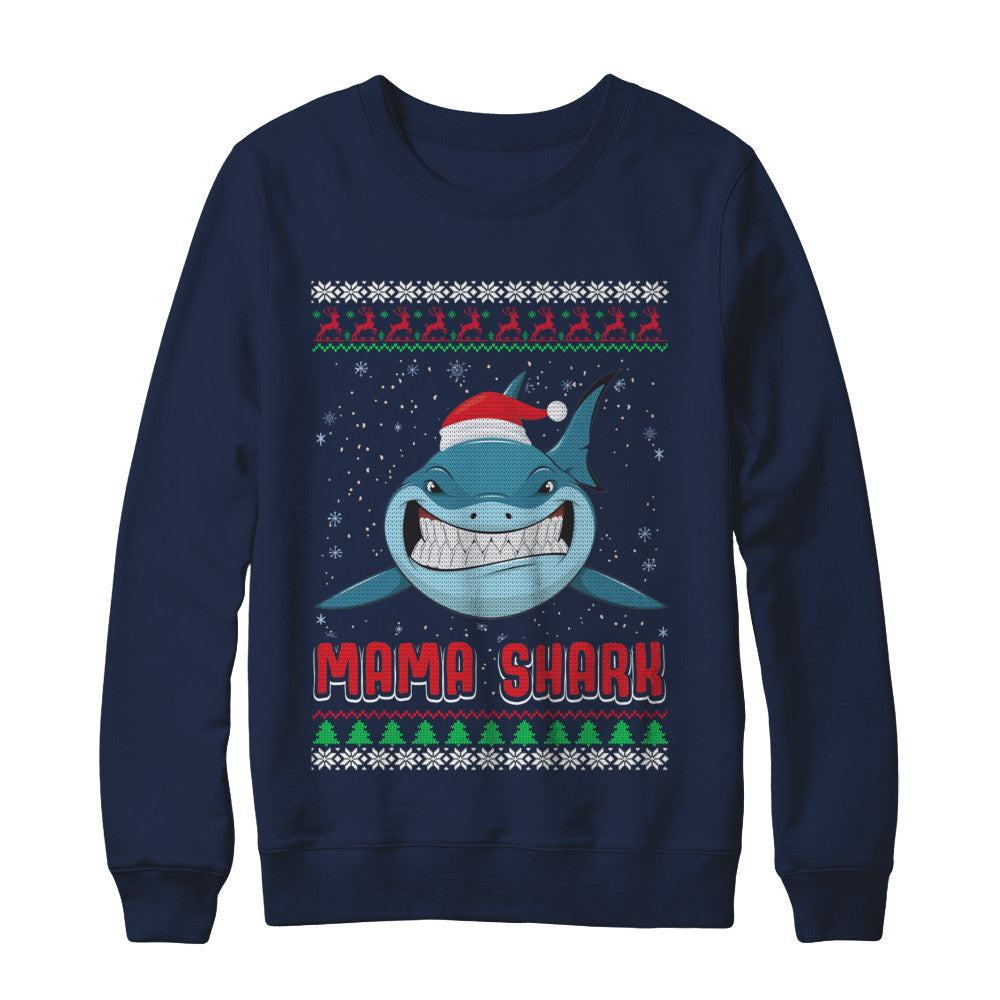 Mama Claus Shark Family Matching Christmas Ugly Sweater T-Shirt & Sweatshirt | Teecentury.com