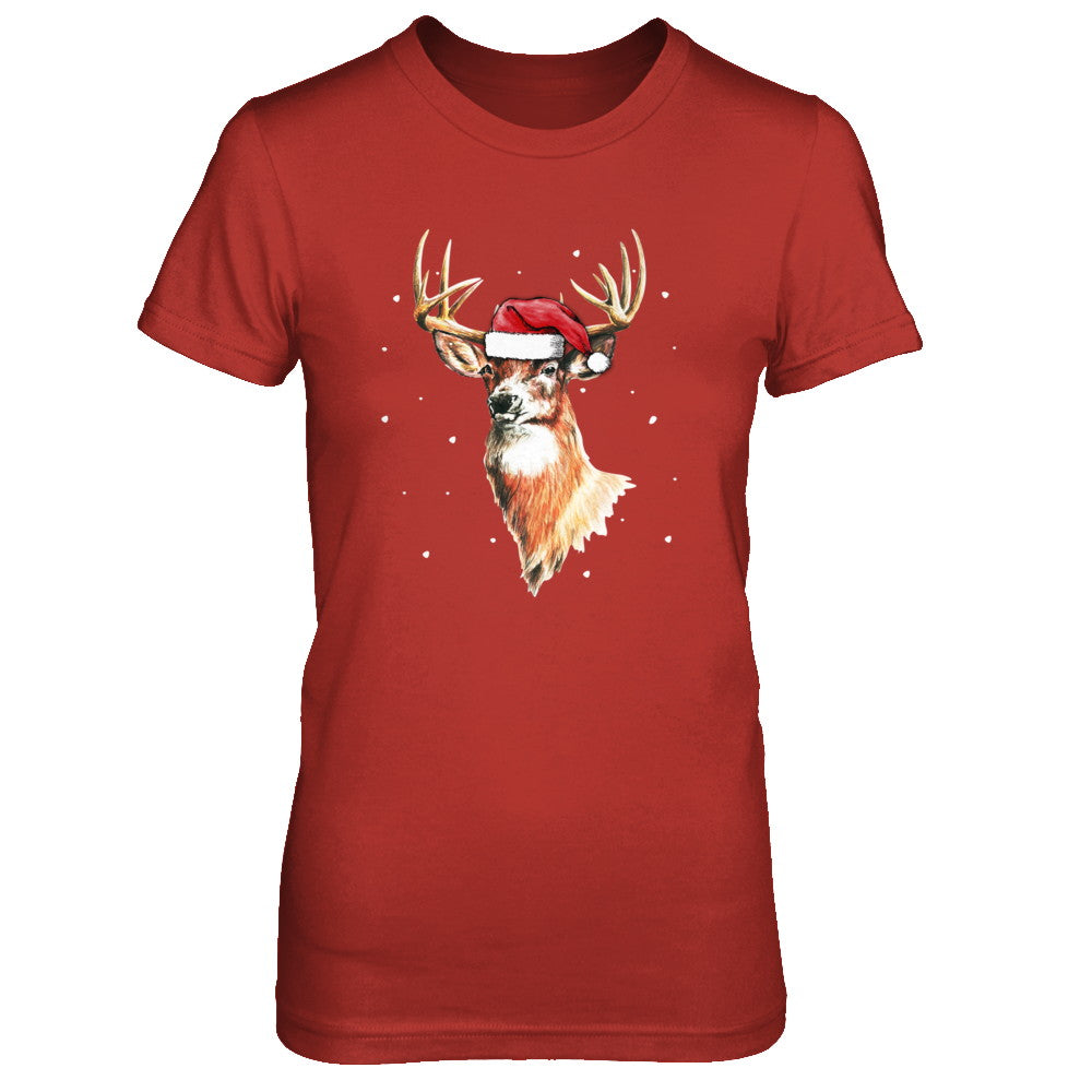 Christmas Pajama Deer With Santa Hat Hunting Hunter T-Shirt & Sweatshirt | Teecentury.com