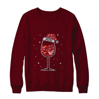 Diamond Wine Glasses Santa Hat Christmas T-Shirt & Sweatshirt | Teecentury.com