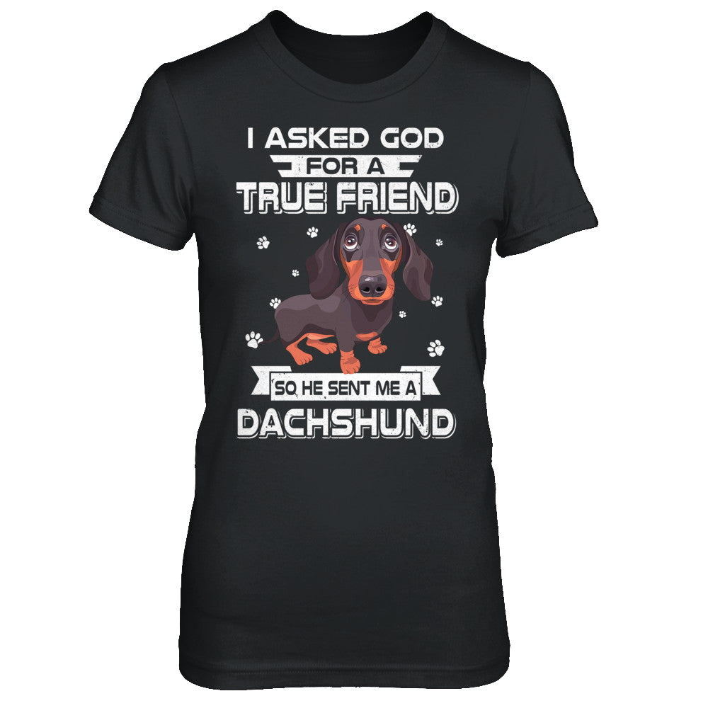 I Asked God For A True Friend So Sent Me Dachshund Dog T-Shirt & Hoodie | Teecentury.com