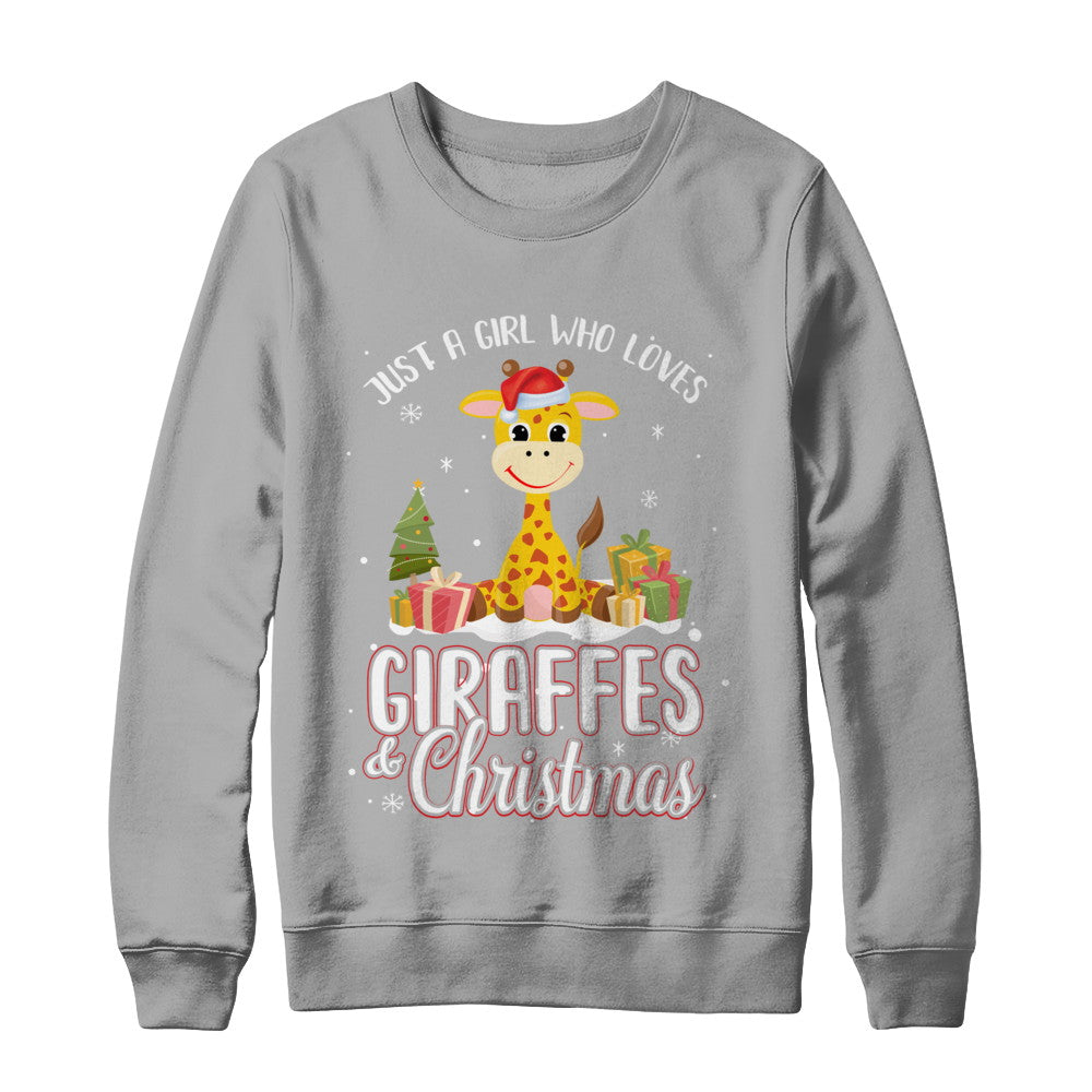 Just A Girl Who Loves Giraffes And Christmas T-Shirt & Sweatshirt | Teecentury.com