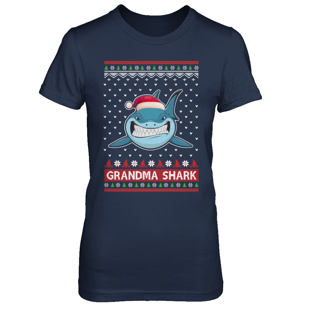 Santa Hat Grandma Shark Ugly Christmas Sweater T-Shirt & Sweatshirt | Teecentury.com