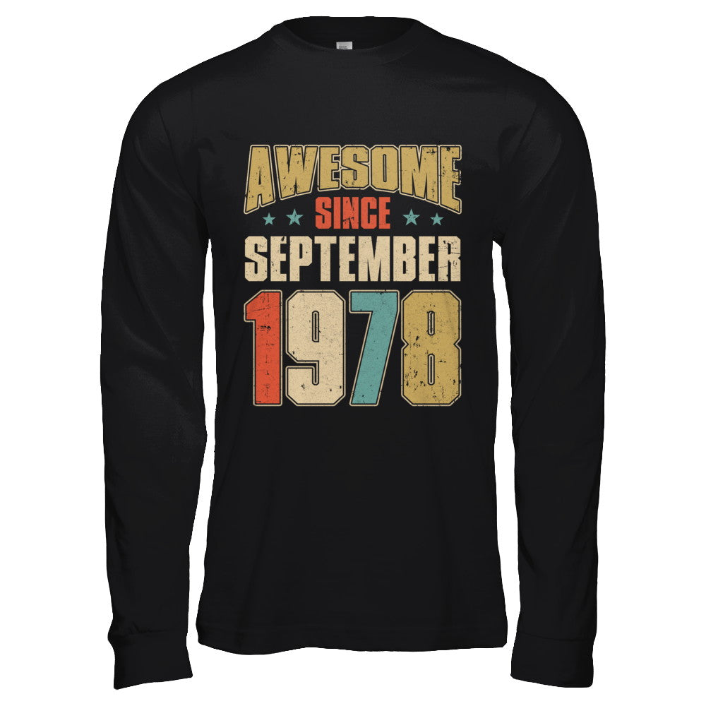 Vintage Retro Awesome Since September 1978 44th Birthday T-Shirt & Hoodie | Teecentury.com