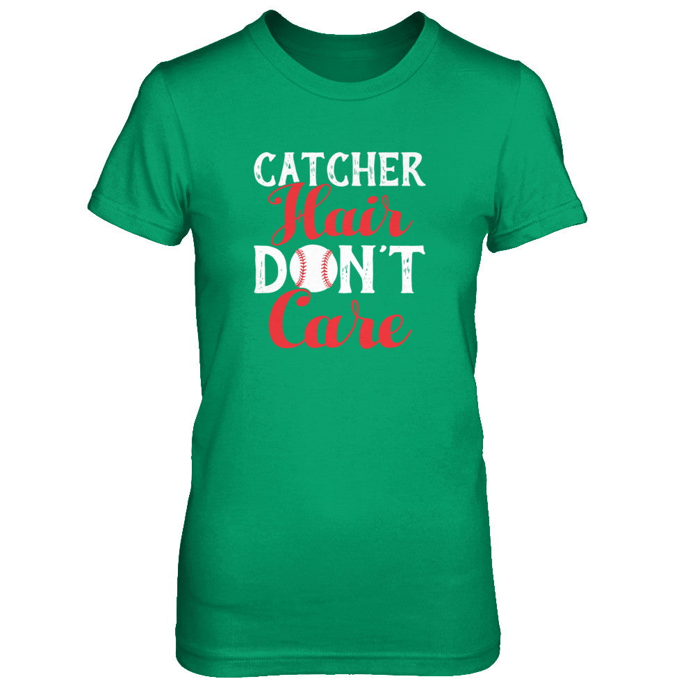 Catcher Hair Don't Care Baseball T-Shirt & Tank Top | Teecentury.com
