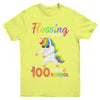 Flossing through 100 Days of School Unicorn Girl Youth Youth Shirt | Teecentury.com