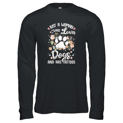 Just A Woman Who Loves Dogs And Have Tattoos T-Shirt & Tank Top | Teecentury.com