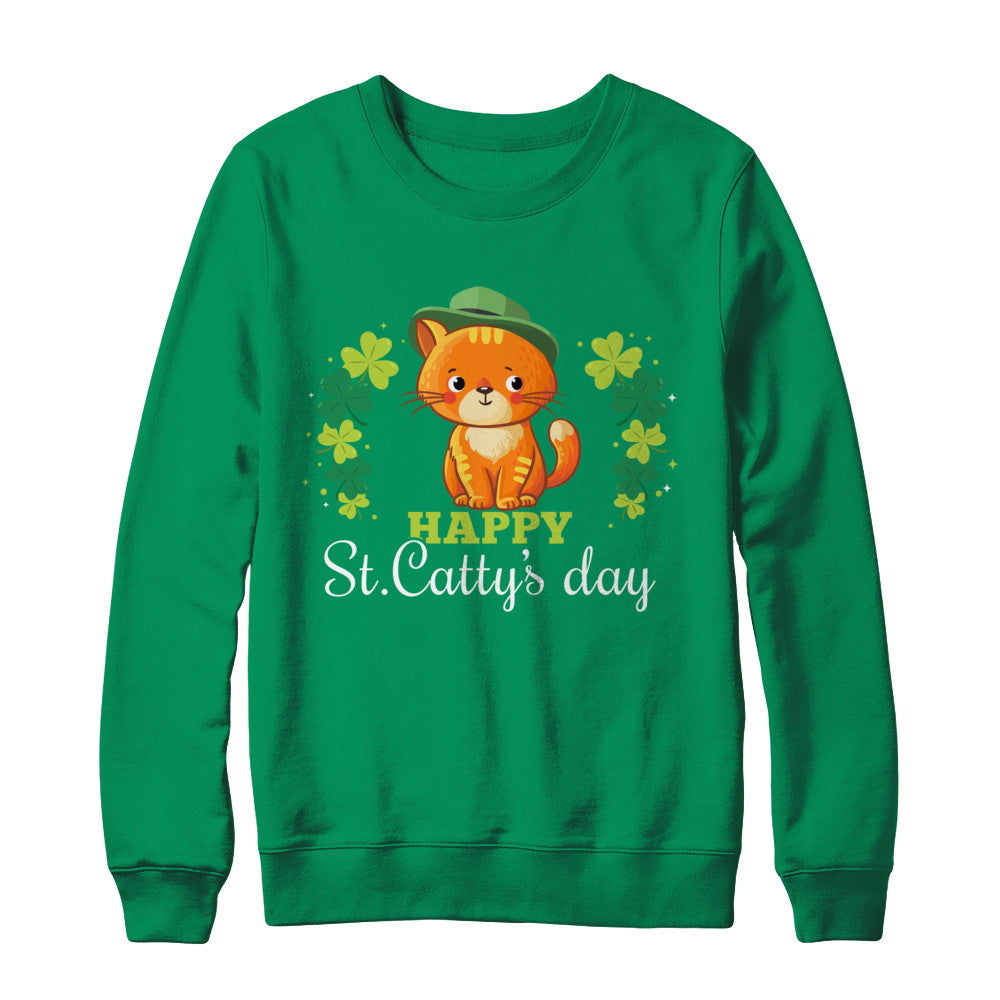 Happy St Catty's St. Patrick's Day Lucky Cat Gift T-Shirt & Hoodie | Teecentury.com