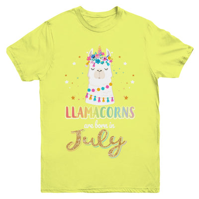 Llama Unicorn Llamacorns Born In July Birthday Gift Youth Youth Shirt | Teecentury.com