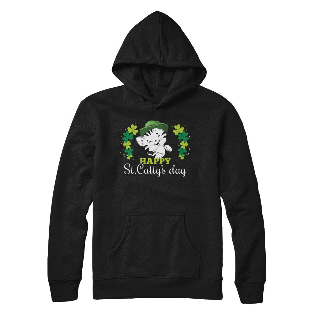 Happy St Catty's Day Saint Patrick's Day Cat T-Shirt & Hoodie | Teecentury.com
