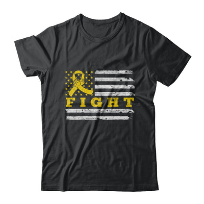 Fight Gold Yellow Ribbon US Flag Childhood Cancer Awareness T-Shirt & Hoodie | Teecentury.com