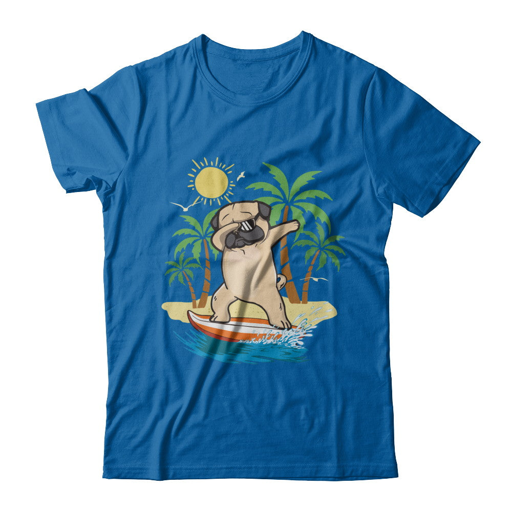 Summer Vacation Dabbing Pug Surfing Surfboard Gift T-Shirt & Hoodie | Teecentury.com