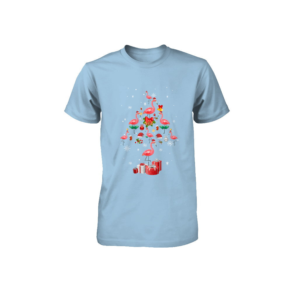 Santa Flamingo Christmas Tree Gift Youth Youth Shirt | Teecentury.com