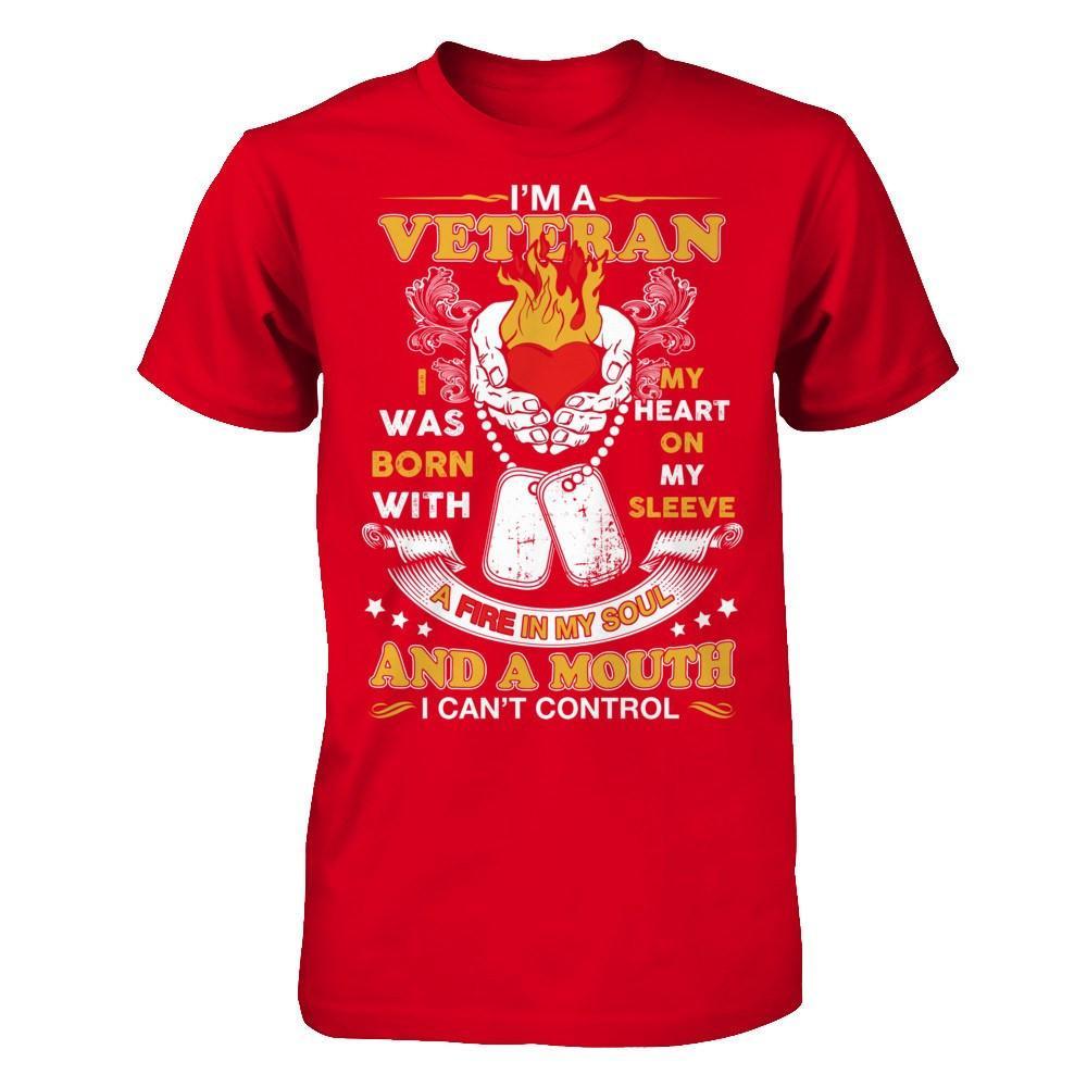 I'm A Veteran I Was Born With My Heart On My Sleeve T-Shirt & Hoodie | Teecentury.com