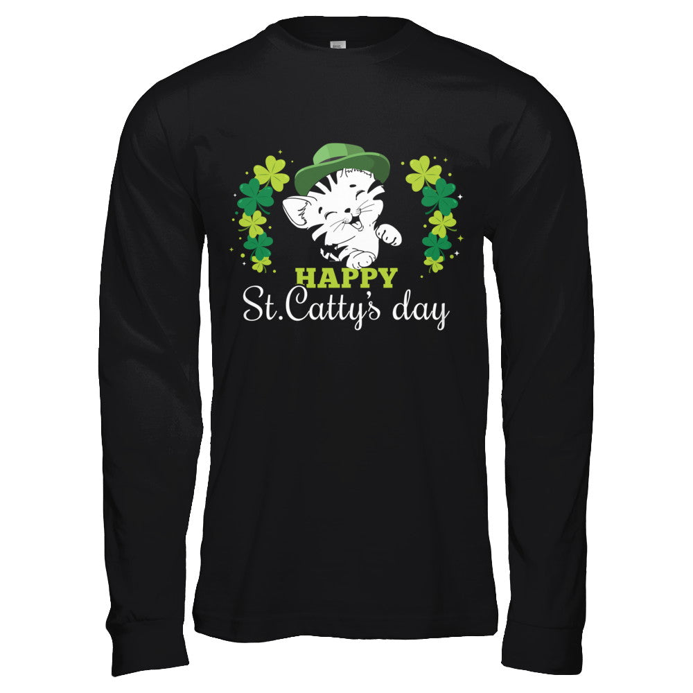 Happy St Catty's Day Saint Patrick's Day Cat T-Shirt & Hoodie | Teecentury.com