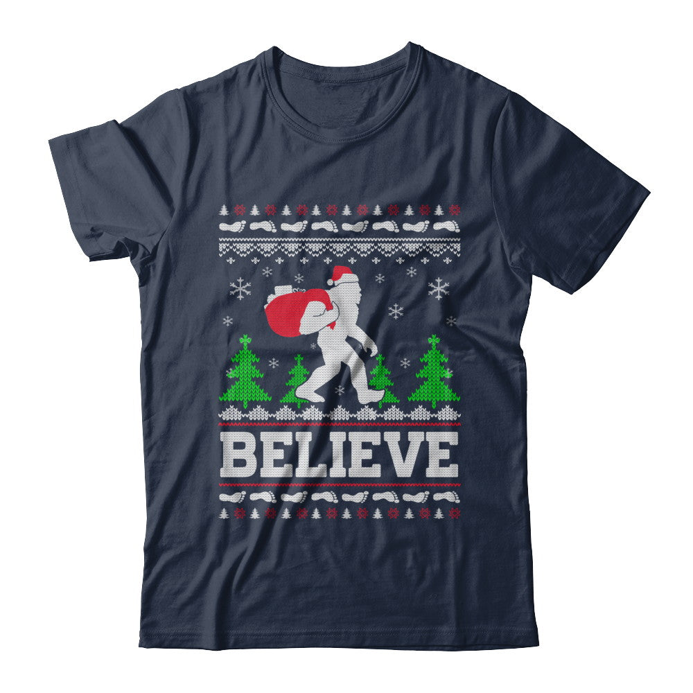 Christmas Believe Bigfoot Ugly Xmas Sweater T-Shirt & Sweatshirt | Teecentury.com