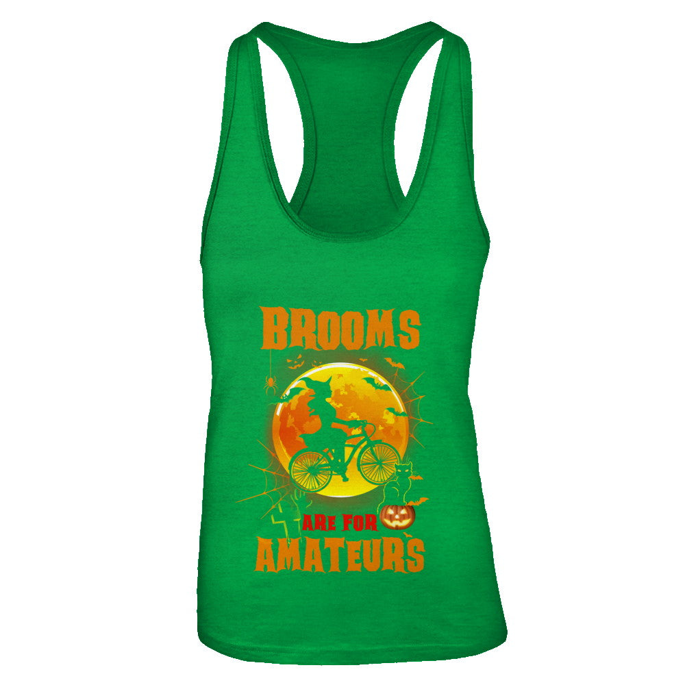 Brooms Are For Amateurs Funny Halloween Bicycle T-Shirt & Tank Top | Teecentury.com