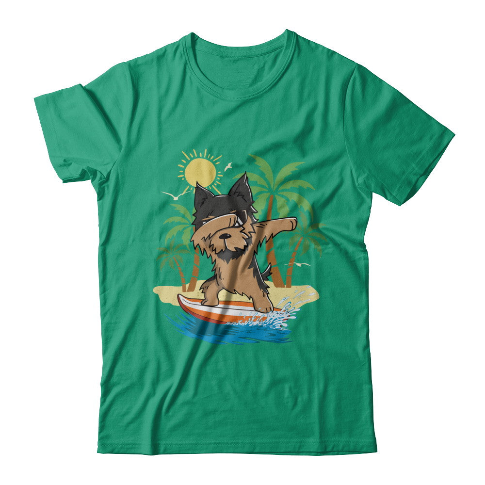 Summer Vacation Dabbing Yorkie Surfing Surfboard Gift T-Shirt & Hoodie | Teecentury.com