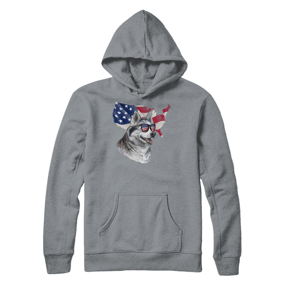 Funny Patriot Husky Dog 4Th Of July American Flag T-Shirt & Hoodie | Teecentury.com