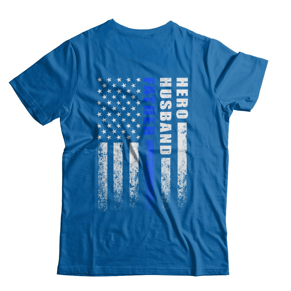 Police Thin Blue Line Husband Daddy Hero Fathers Day Gift T-Shirt & Hoodie | Teecentury.com