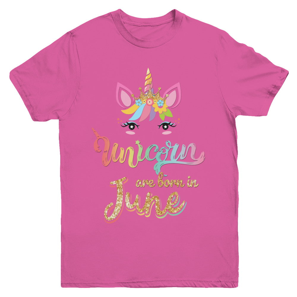 Cute Unicorns Are Born In June Birthday Gift Youth Youth Shirt | Teecentury.com