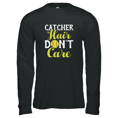 Catcher Hair Don't Care Softball T-Shirt & Tank Top | Teecentury.com