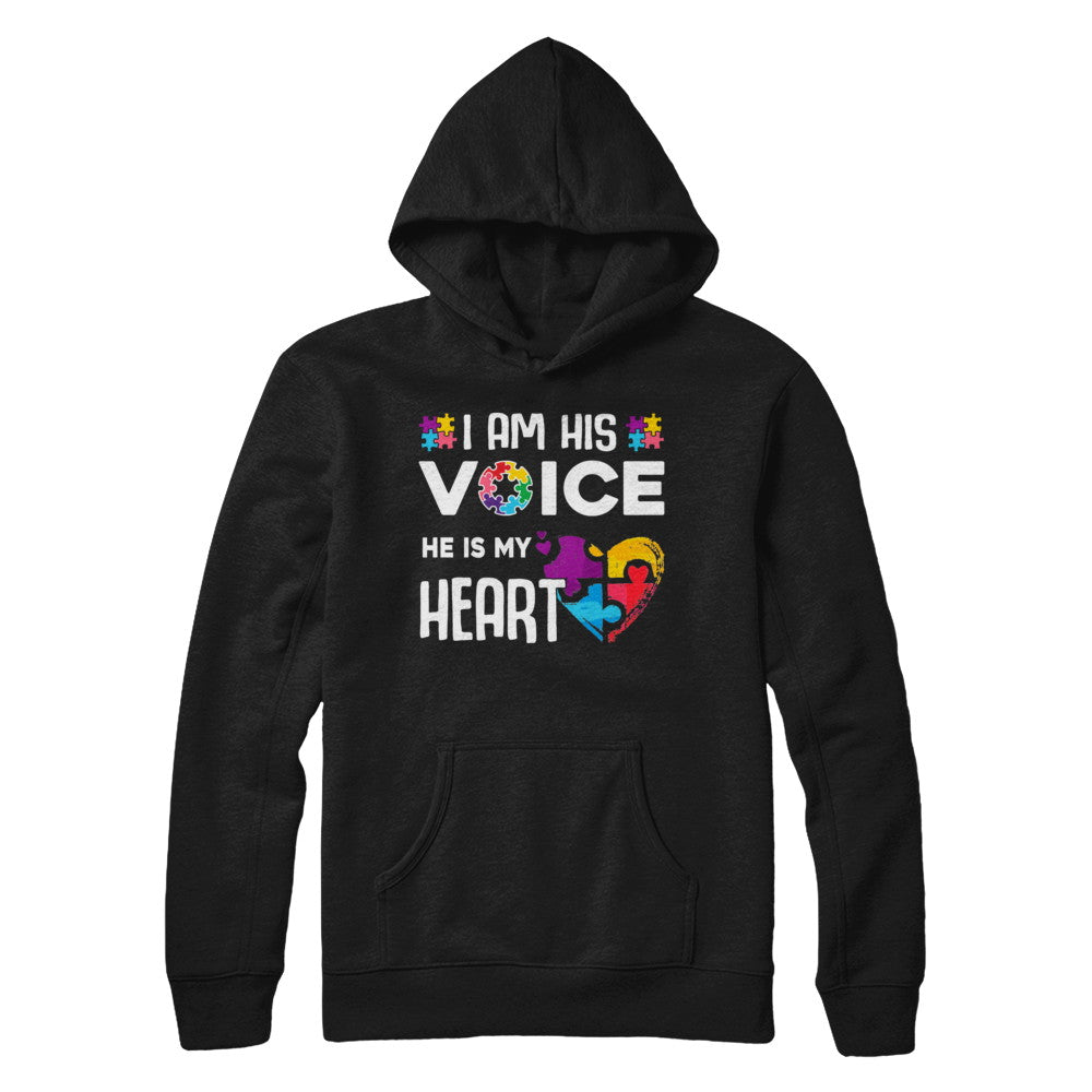 Autism Awareness I Am His Voice He Is My Heart Autism Mom T-Shirt & Hoodie | Teecentury.com