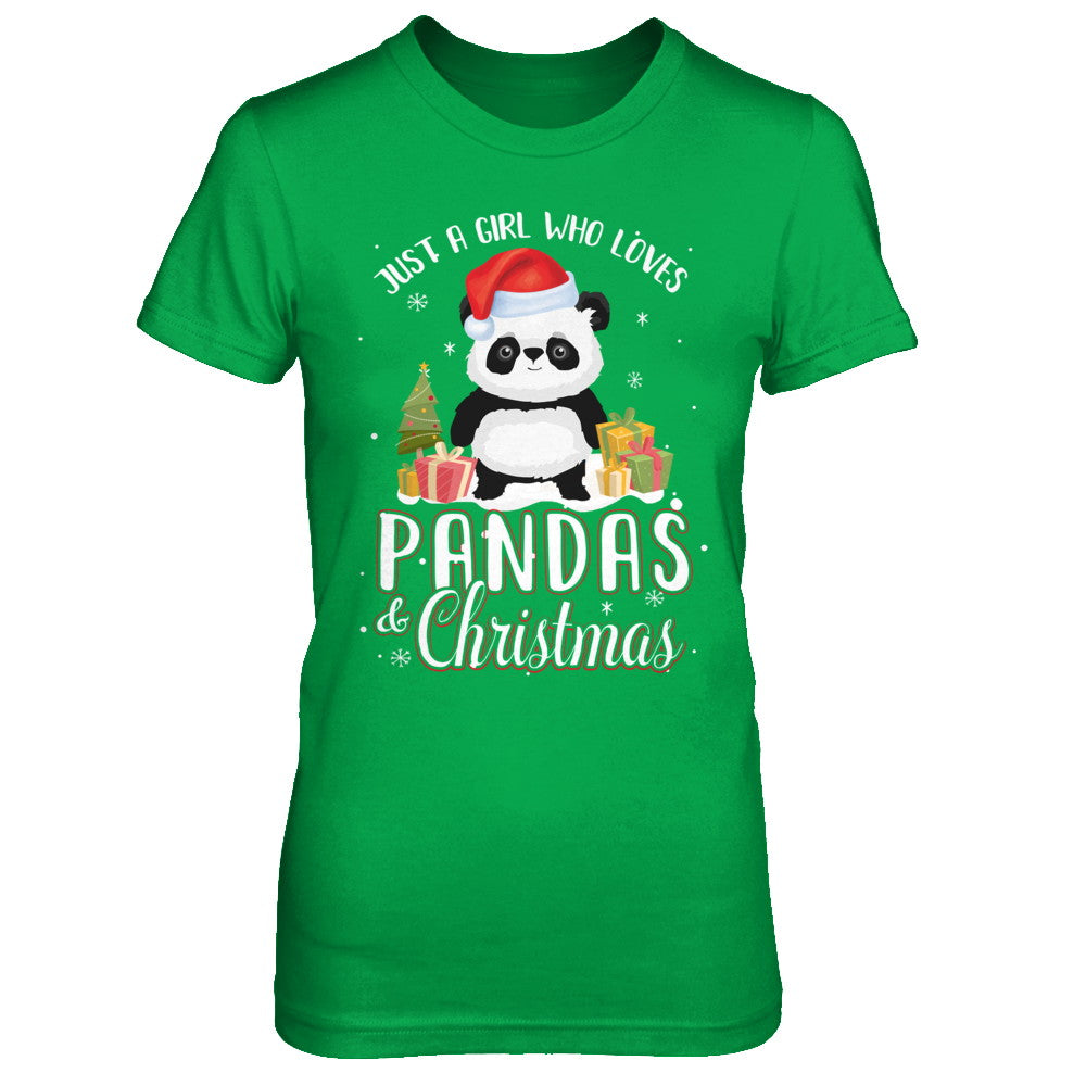 Just A Girl Who Loves Pandas And Christmas T-Shirt & Sweatshirt | Teecentury.com