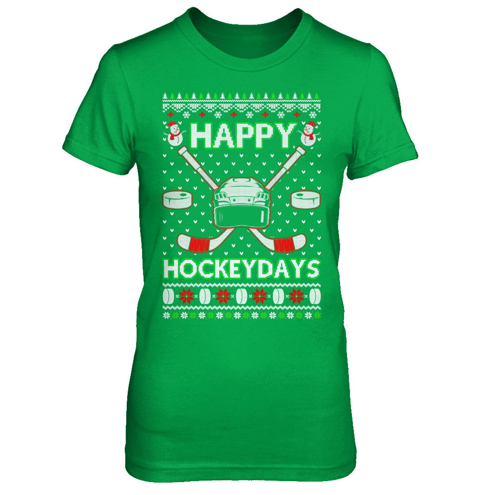Happy Hockeydays Hockey Ugly Christmas Sweater T-Shirt & Sweatshirt | Teecentury.com